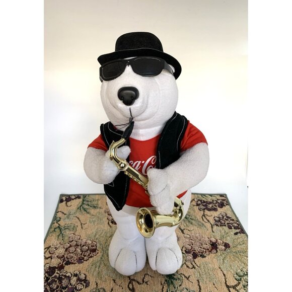 Coca-Cola Musical Polar Bear Jazz Band Sax Player Christmas Decor Music Works - Picture 3 of 14